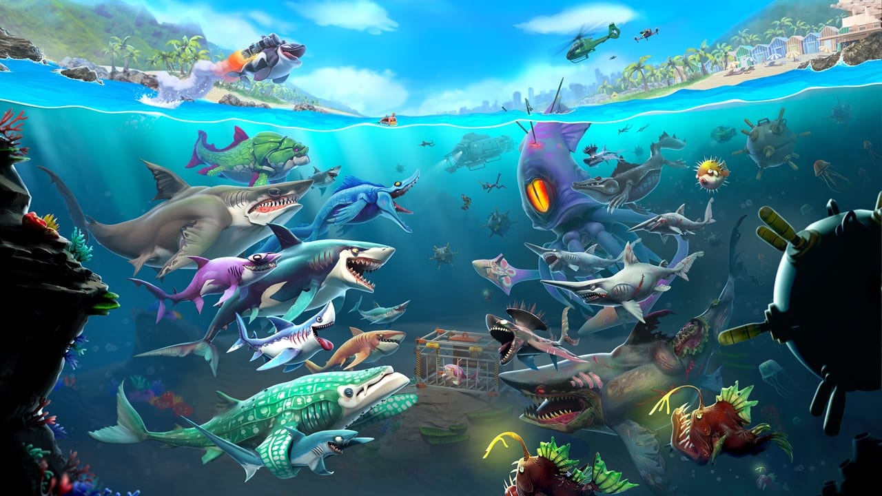 تحميل لعبة hungry shark world مهكرة من ميديا فاير